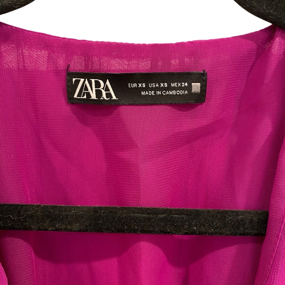 Zara Purple Pleated Ruffle Midi Dress Bloggers Favorite 4387/043 - Picture 9 of 11